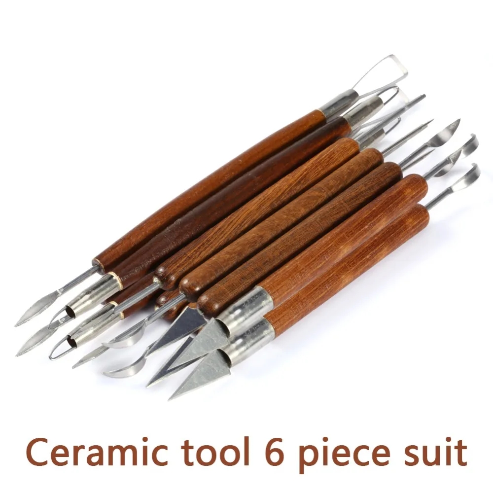 Wood Chisel Set - 6PCS Sculpting เครื่องมือเครื่องปั้นดินเผาไม้ชุดจับขี้ผึ้งแกะสลัก Sculpt Smoothing Polymer