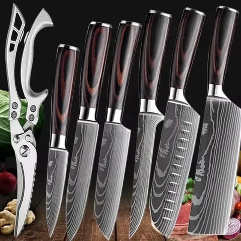 Drawknife Blade - Chef มีดครัวญี่ปุ่น 7CR17 สูงคาร์บอนสแตนเลสดามัสกัสวาด Meat Cleaver