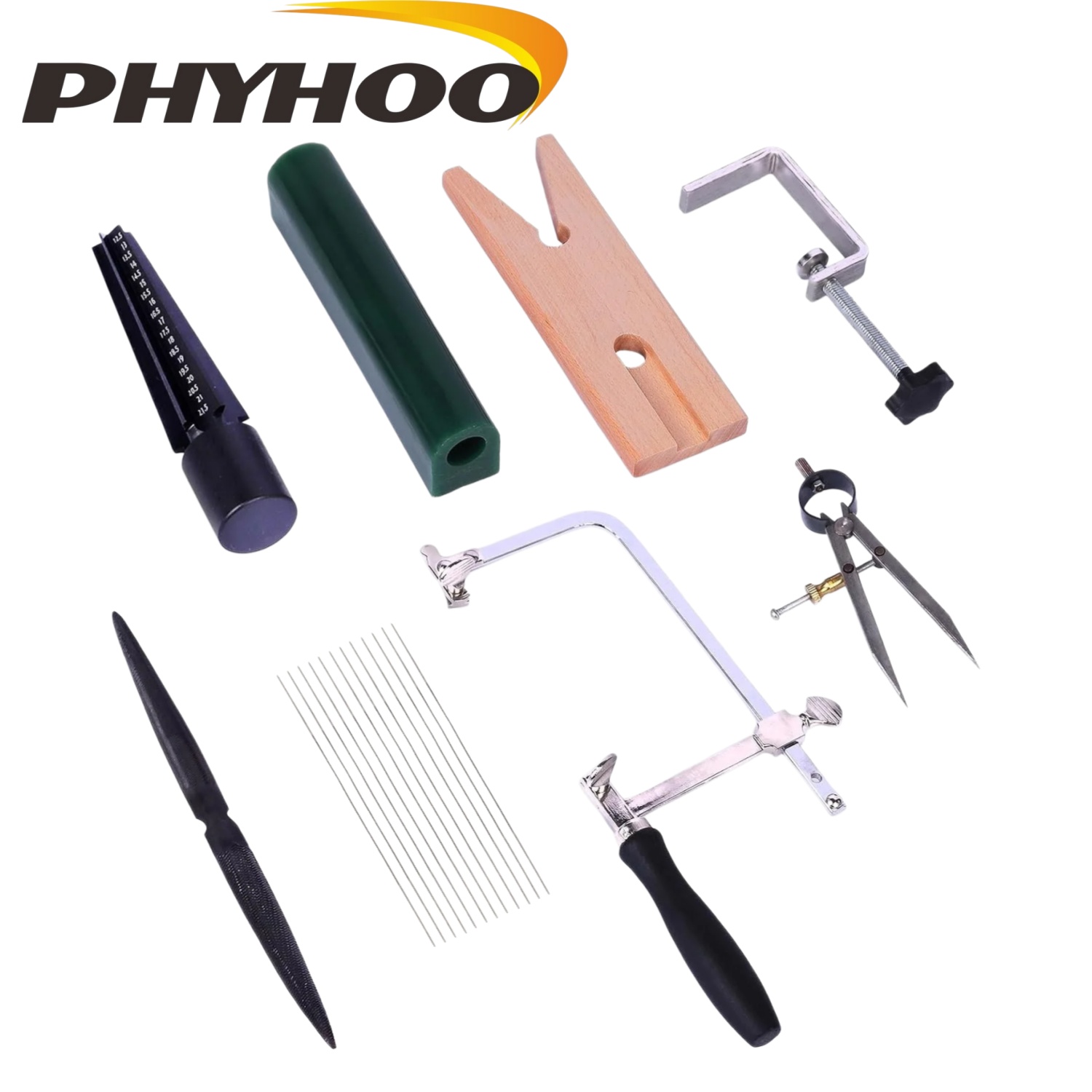 Wood Chisel Set - ชุดอุปกรณ์ทำแหวนขี้ผึ้งครบชุด PHYHOO พร้อมเครื่องมือแกะสลัก แม่พิมพ์หลอด ใบเลื่อยวงแหวน เครื่องวัดขนาด