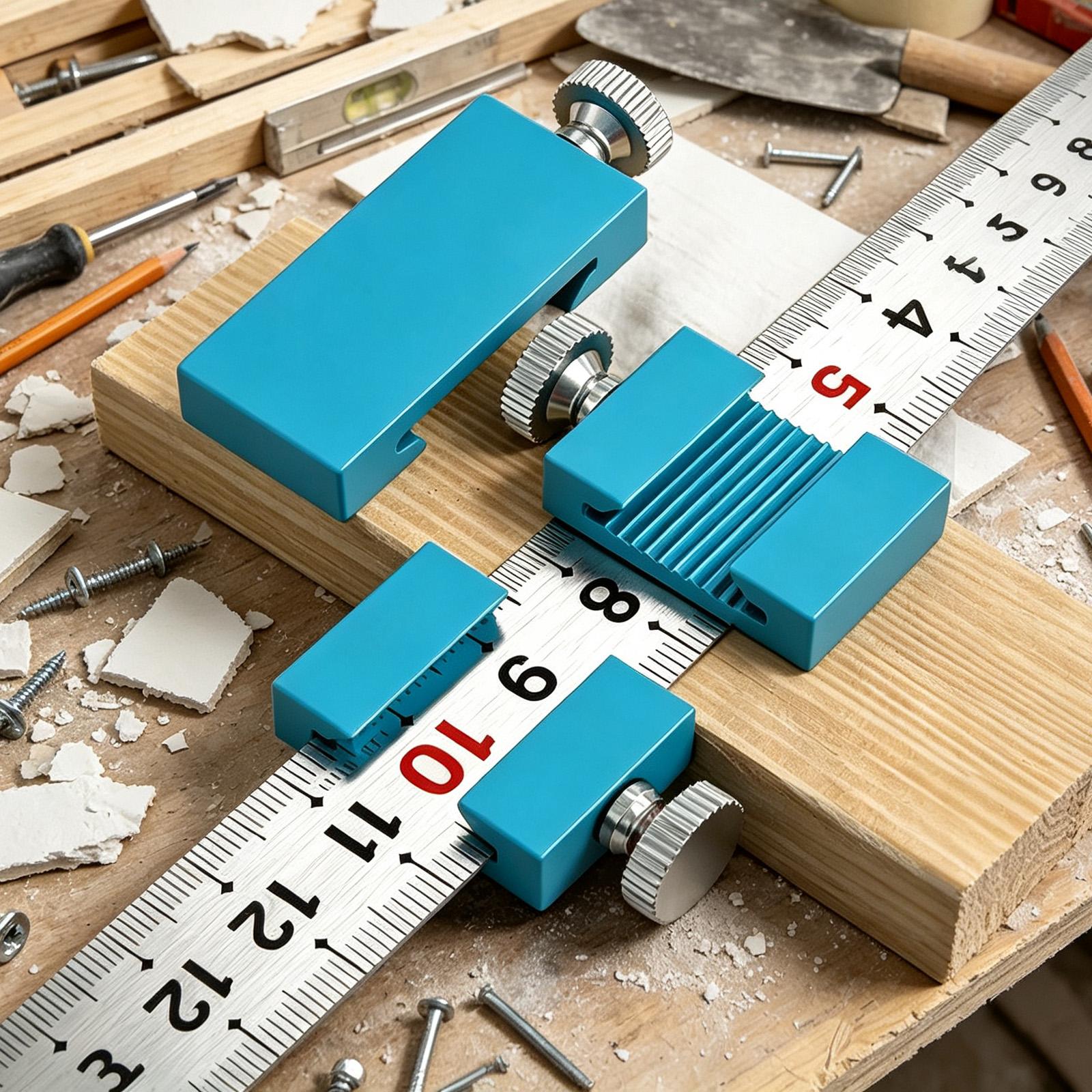 Woodworking Workshop - เครื่องมือช่างไม้ ไม้บรรทัดช่างไม้ บล็อกกำหนดตำแหน่งสำหรับงานไม้ ไม้บรรทัดเหล็กสำหรับงานก่อสร้าง งานบ้าน และอุตสาหกรรม