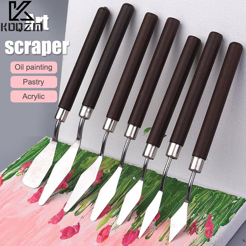Drawknife Blade - 1-7 ชิ้นสแตนเลสสตีลไม้พายชุด Palette Gouache อุปกรณ์สําหรับภาพวาดสีน้ํามันมีด Fine